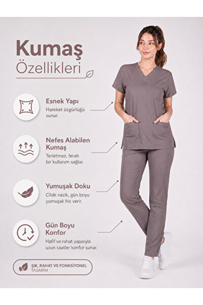 STİLMED بدلة طبية من الليكرا باللون البني للجنسين، زي طبي للممرضات والأطباء، ...