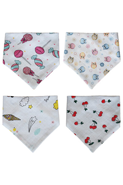 Baby Minik Triangle Scarf Muslin Apron 4 Pieces