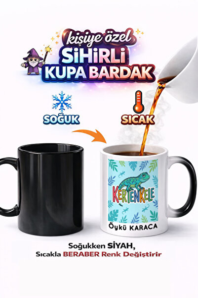 Kirbi Reklam كوب سحري من البورسلين مطبوع على الوجهين على شكل حيوان السحلية وا...