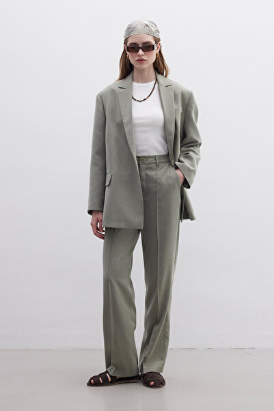 Manuka Green Natural Straight Trousers