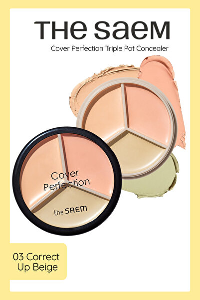 THE SAEM Cover Perfection Triple Pot 3'lü Kapatıcı Paleti - 03 Correct Up Bei...