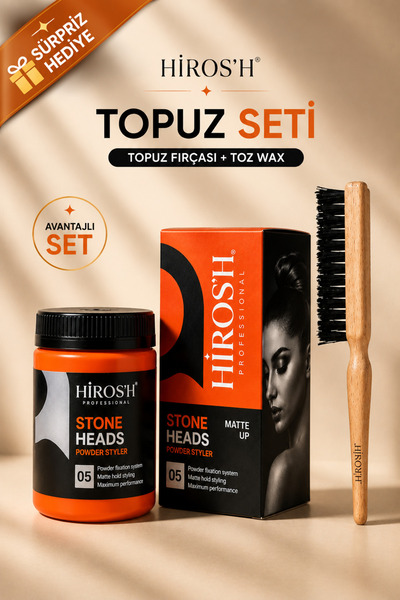 HİROS'H Profesyonel Topuz Fırçası Ve Saç Şekillendirici Toz Wax - Tutucu Haci...