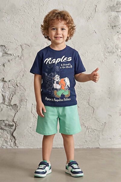 Generic Brand 7637 Children's Character Shorts Combed Cotton Suit