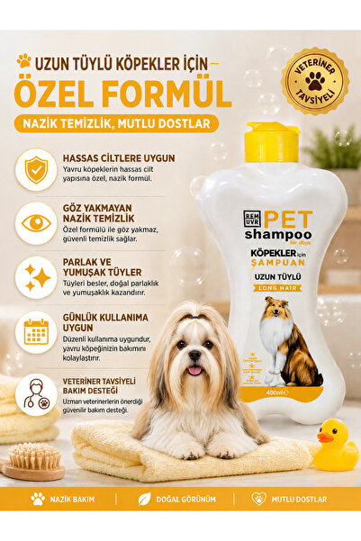 REMUVR Uzun Tüylü Köpek Şampuanı 400 ml | Yumuşak ve Parlak Tüy Bakımı