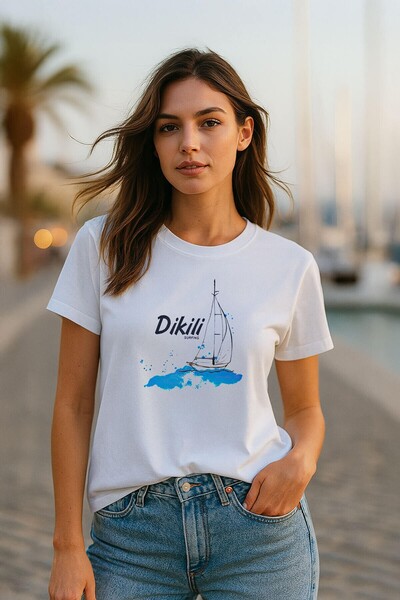 MARKAPIA WOMAN Tricou cu mânecă scurtă cu imprimeu, 100% bumbac, cu decolteu ...