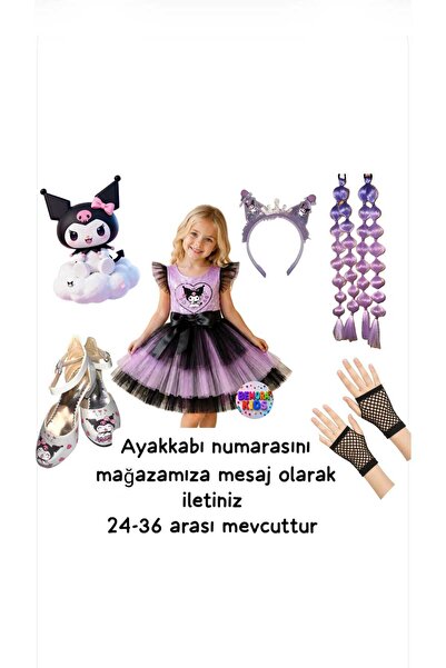 3b kids kuromi elbise kostüm kuromi bubble saç peruk kuromi eldiven kuromi to...