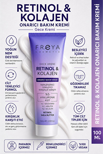 Freya Retınol & Collagen Cream Onarıcı Bakım Kremi - Gece Kremi 100ml