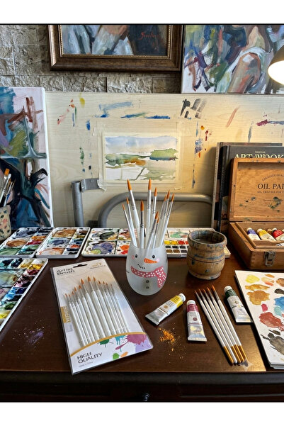 HANNAH 12 Pieces White Art Painting Brush Fine Detail Study Acrylic Watercolor Oil Painting