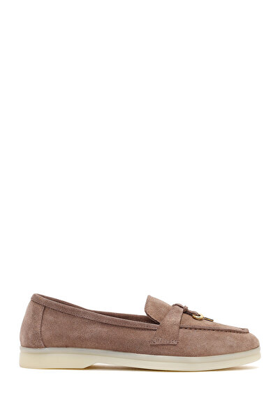 Derimod Kadın Vizon Süet Deri Maskülen Loafer 26PFD130910