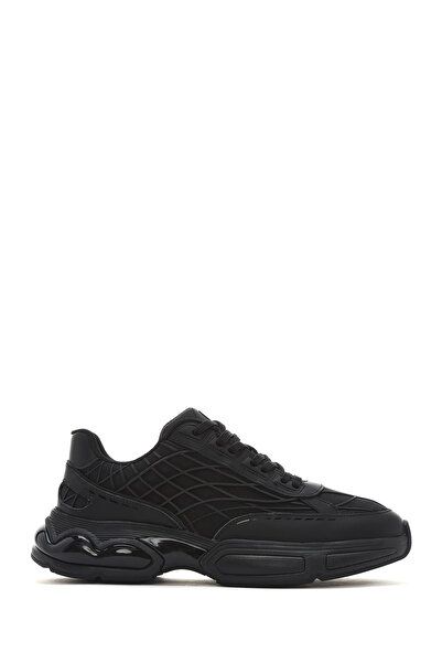 Derimod Erkek Siyah Bağcıklı Kalın Tabanlı Kumaş Sneaker 25SFD69416F