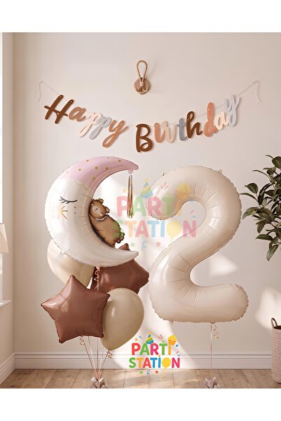 Parti Station Cream Colored 2 Years Old Moon Grandpa Sleeping Cute Teddy Bear...