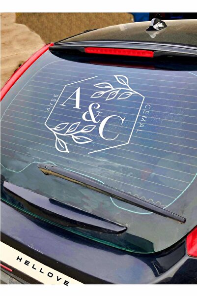 AVMmarketim Gelin Arabası Sticker Süs Dekoratif İsim ve Tarih Yazılı Özel Etiket