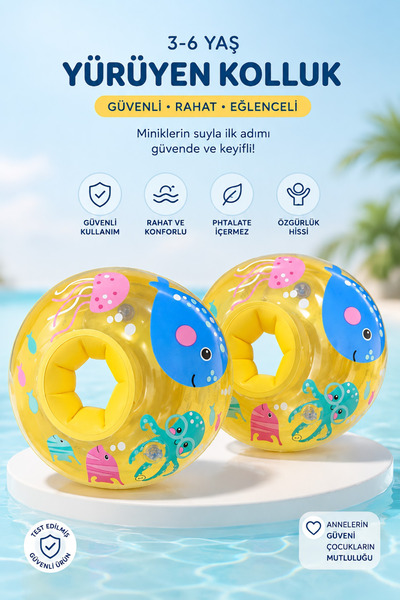 Fidan oyuncak Intex Deniz Canlıları Desenli Çift Odacıklı Yüzme Kolluğu 3-6 Y...