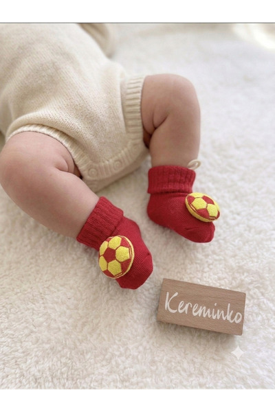 Kereminko Bebek Fan Socks with Yellow Red Ball Accessories, Suitable for 0-6 ...