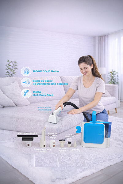 Yasomi C11 Pro 2in1 16Kpa 1800W Sıcak Su Spreyli Buharlı Halı ve Koltuk Yıkam...