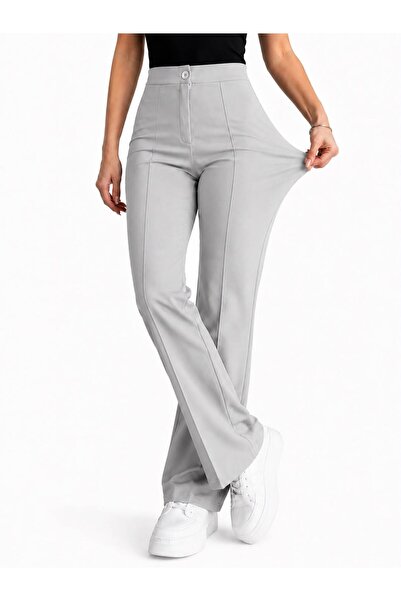 RESSHO Women's High-Waisted Lycra Trousers, Comfortable Fit, Casual & Office ...