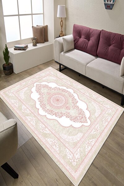 Pelura Halı Klasik Desenli Dijital Baskılı Kaymaz Taban Yıkanabilir Salon Hal...