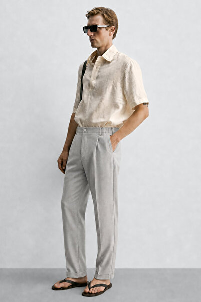 Madmext Gray Relaxed Fit Men's Fabric Trousers E6577