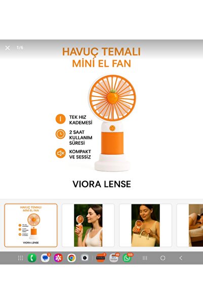 VİORA LENSE Mini Taşınabilir Sessiz El Fanı – Meyve Temalı 4 Renk Seçeneği