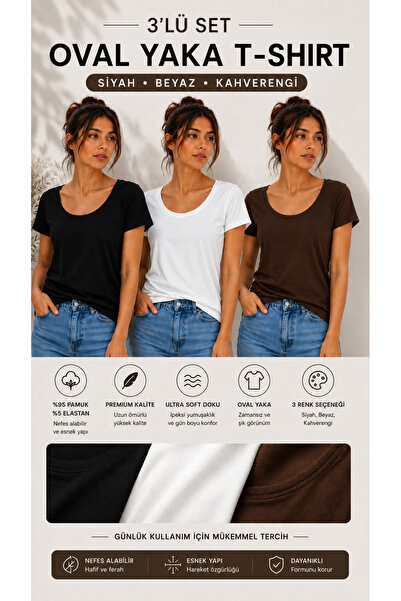 Hayalet Kadın Siyah Premium Pamuk Basic T-Shirt Oval Yaka Kısa Kollu Loose Fit