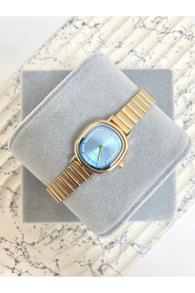 Mazzy Varena Minimal Gold Blue Dial Women's Wristwatch