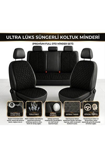 ER-AY OTO TEKSTİL SUNİ DERİ Modern Kaydırmaz Araba Koltuk Koruyucu Sünger Dol...