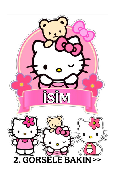 telaşe memuru İSİMLİ - Hello Kitty Yenilebilir Pasta Süsü - Hello Kitty Pasta...