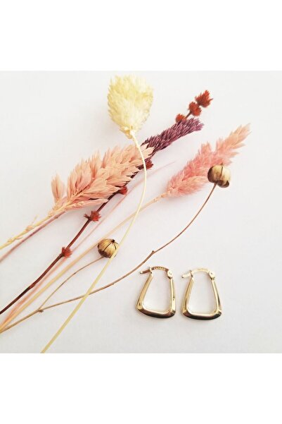 Sembol Gold Altın Küpe 14K 585 Parlak Çanta Tasarım 1,8 cm Zarif Küpe