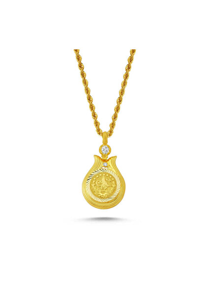 Sembol Gold Altın Tuğralı Kolye LALE Tasarım