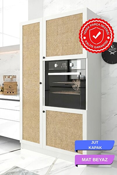 Kenzlife ankastre fırın dolabı banu mat beyaz 180*100*56 jut kare kapak sunta...