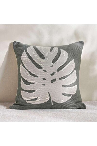 PAN HOME Patio Monstera Indoor / Outdoor Filled Cushion 50x50cm- Seafoam