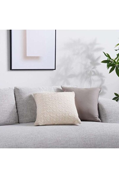 PAN HOME وسادة بيكيت منسوجة ومبطنة 50×50 سم - بيج فاتح