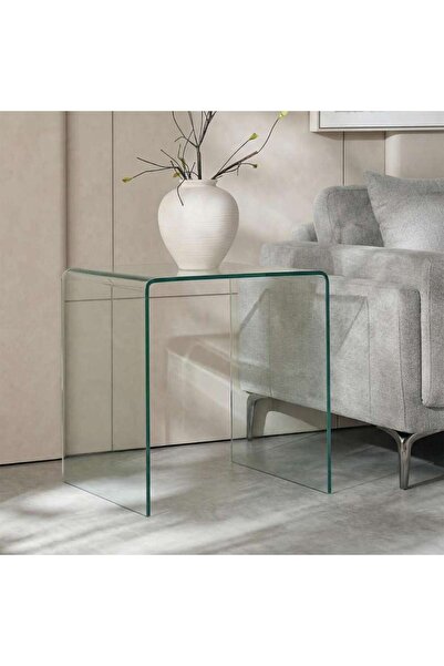 PAN HOME Klara End Table 10mm Tempered Glass Small - Clear