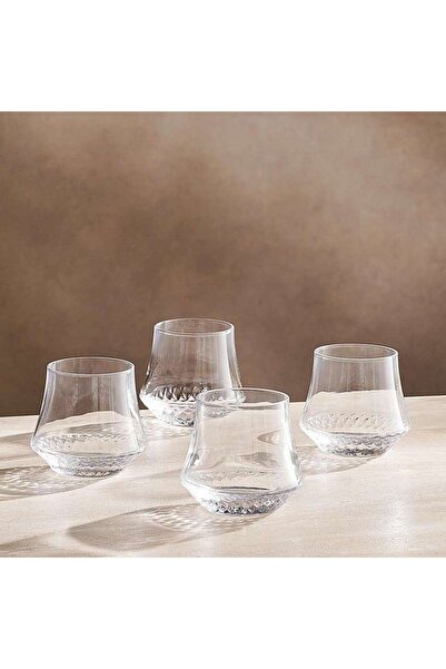 PAN HOME طقم أكواب زجاجية كليارا من 4 قطع سعة 290 مل - شفاف
