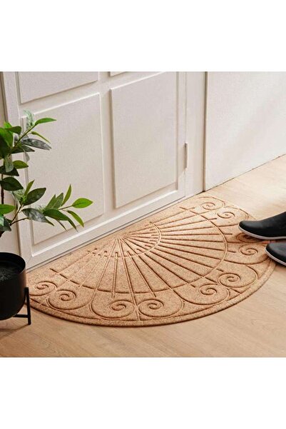 PAN HOME سجادة باب نصف دائرية من فيجا 60x100 سم - لون طبيعي