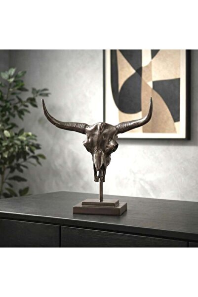 PAN HOME Renault Metal Abstract Bull Skeleton Figurine 68x22x81cm - Silver