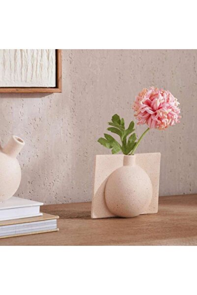 PAN HOME مزهرية جريتيل من التيراكوتا 15.5×10.5×12.3 سم - لون أبيض فاتح