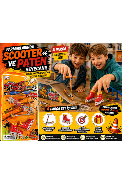 Cici Oyuncak Mini Skate Board Finger Parmak Kaykay Scooter Paten 4 in 1 Oyun ...