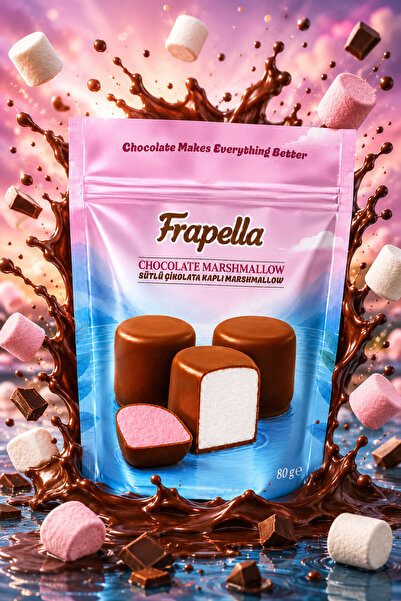 Frapella Sütlü Çikolata Kaplı Çilek Ve Vanilya Aromalı Marshmallow 80 Gr. x 1...