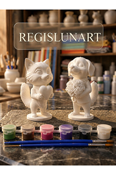 Regislunart Sevgililere Çocuklara Özel 3D ( 9cm )Buketli Köpek&Kalpli Kedi Fi...