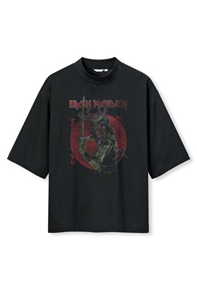 buzagi tasarım ürünleri تي شيرت Iron Maiden بطباعة رقمية كبيرة الحجم باللون ا...