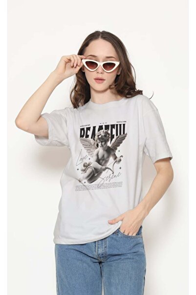 buzagi tasarım ürünleri Urban Regular Fit Unisex White T-Shirt