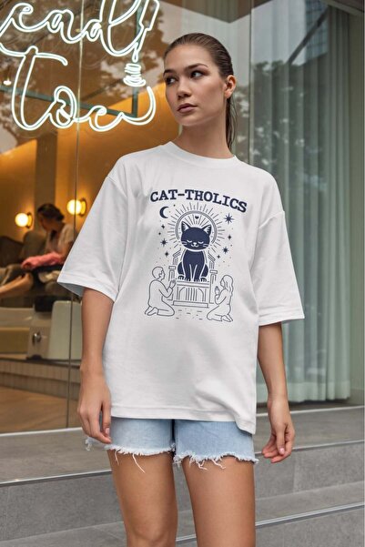 buzagi tasarım ürünleri Sarcastic Oversize Unisex White T-Shirt
