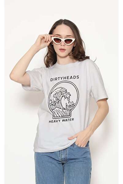 buzagi tasarım ürünleri Dirty Heads Regular Fit Unisex White T-Shirt