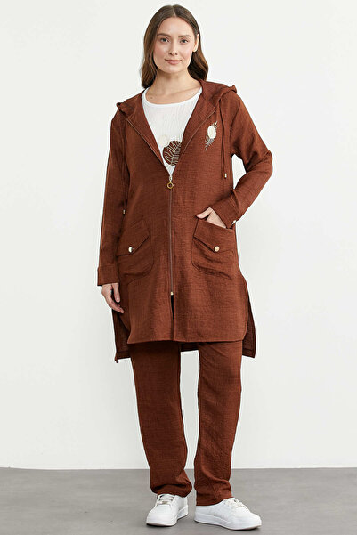 Sementa Large Size Linen Look Triple Set - Brown