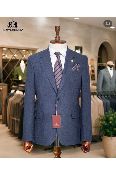 ilayda emir Blue Cashmere Luxury, Slim Fit, Blazer, Jachetă pentru bărbați