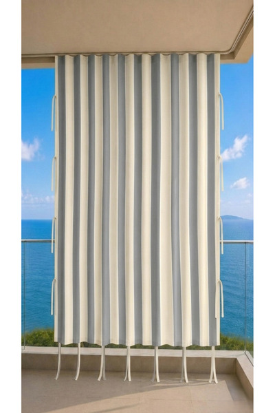 ERCANLI Balcony Curtain Canvas Fabric - Enxboy Rainproof-thick-laced-buttoned...