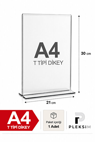 ulusoypleksi 1 Adet A4 T Tipi Dikey 21X30 Cm Şeffaf Pleksi Föylük Resimlik St...