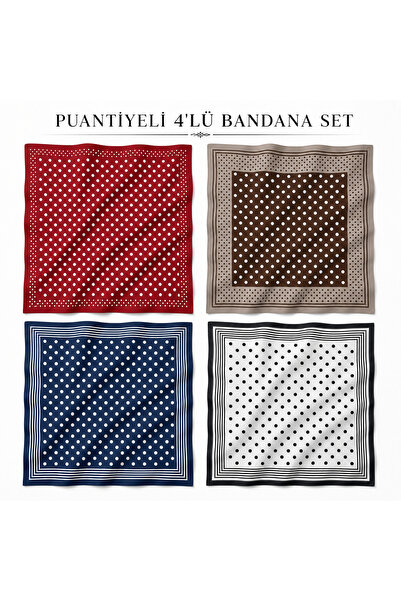 tarzınısec Alege-ți stilul: Set de 4 eșarfe tip bandană cu model buline, 70x7...