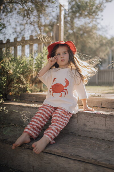 DoDo'S Baby Red and White Plaid Patterned Muslin Pants for Girls, Boys, and C...